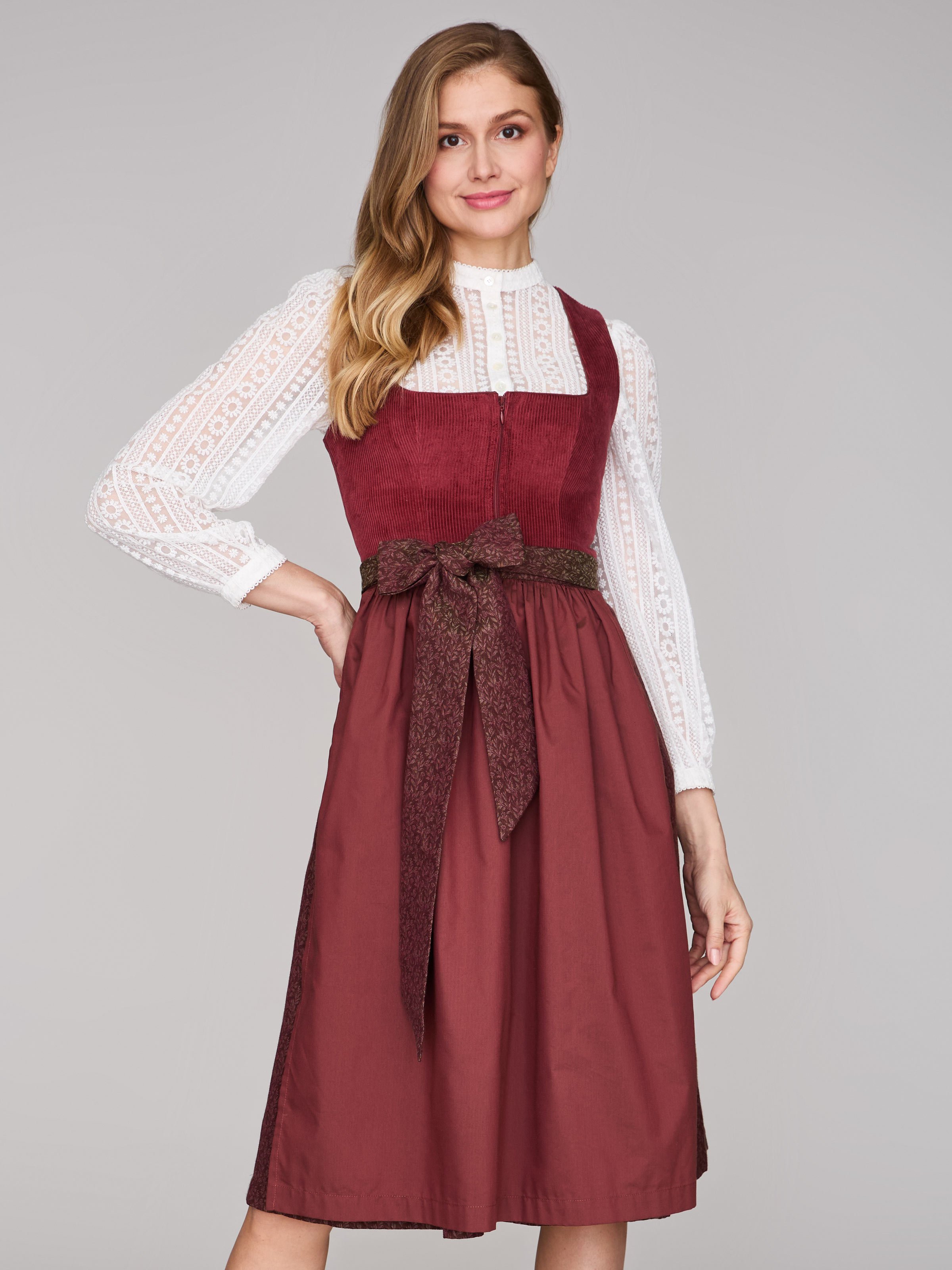 Limberry Ziegelrotes Dirndl mit Cord-Mieder - TIA BRICK RED